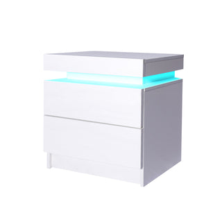 Levede Bedside Tables RGB LED Side Table White-1831592697647992832