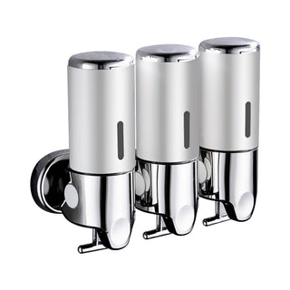 3 Bottles Bathroom Shower Soap Dispenser Silver-1848848578471137280