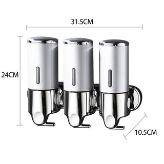 3 Bottles Bathroom Shower Soap Dispenser Silver-1848848578471137282