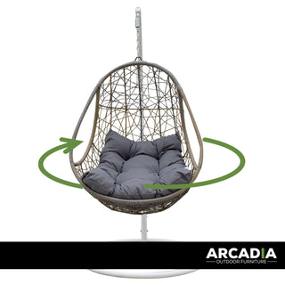 Arcadia Furniture Rocking Egg Chair - Oatmeal and Grey-1833647288745070598