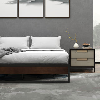 Sorrento Metal and Wood bed base - Single-1833647286249459715