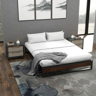 Sorrento Metal and Wood bed base - Single-1833647286249459717