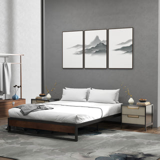 Sorrento Metal and Wood bed base - Single-1833647286249459719