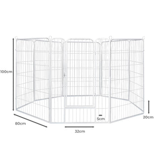 PaWz 8 Panel 40'' Pet Dog Playpen Puppy White 2.5kg Venison-1831593132404379650