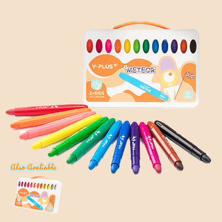 YPLUS METEOR Silky Gel Crayon Set 12 colours-1831593071003963393