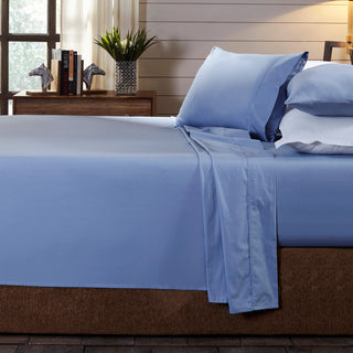 Royal Comfort - 250TC 100% Organic Cotton 4 Piece Sheet Set - Double - Indigo-1833647260022476800