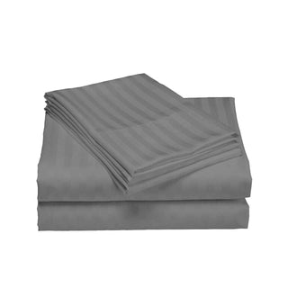 Royal Comfort 1200 Thread count Damask Stripe Cotton Blend sheet sets Queen Charcoal Grey-1833647268973121539