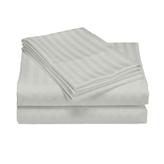 Royal Comfort 1200 Thread count Damask Stripe Cotton Blend sheet sets Queen Silver-1833647269119922179