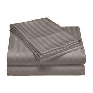 Royal Comfort 1200 Thread count Damask Stripe Cotton Blend Quilt Cover Sets Queen Charcoal Grey-1833647248496529411