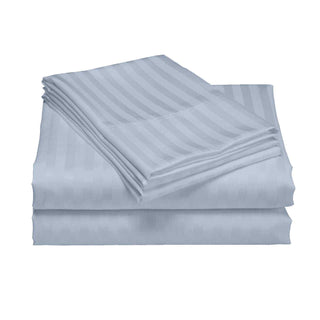 Royal Comfort 1200 Thread count Damask Stripe Cotton Blend sheet sets King Blue Fog-1833647273599438850