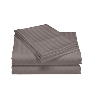 Royal Comfort 1200 Thread count Damask Stripe Cotton Blend sheet sets King Pewter-1833647273888845826