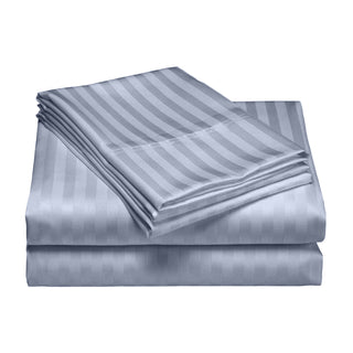 Royal Comfort 1200 Thread count Damask Stripe Cotton Blend Quilt Cover Sets King Blue Fog-1833647249637380099