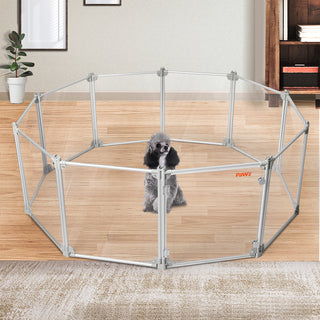 Pawz Pet Playpen Transparent Acrylic Clear Folding Dog Fence Kennel 10 Panel-1848848479301013510