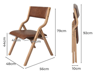 Levede 2x Dining Chairs Foldable PU Brown-1848848559278002178