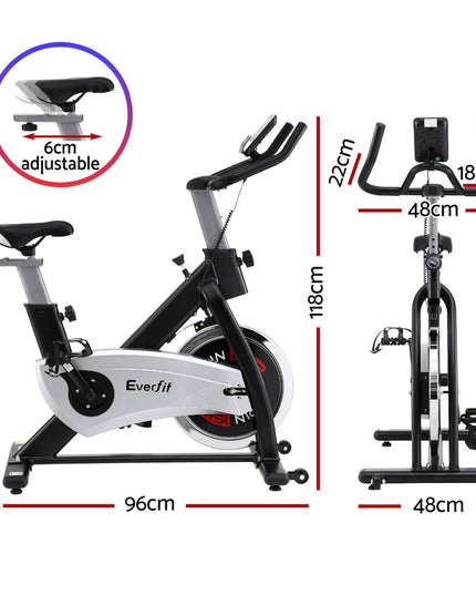 15kg Flywheel Spin Bike Everfit Exercise Bike Home Gym Fitness 120KG Capacity