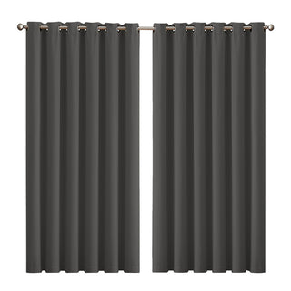 2x Blockout Curtains Panels 3 Layers Charcoal-1848848594967334912