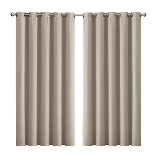 2x Blockout Curtains Panels 3 Layers Beige-1843791446663106560