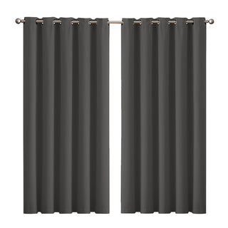 2x Blockout Curtains Panels 3 Layers Charcoal-1848848594669539328