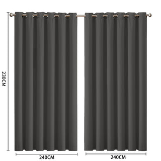 2x Blockout Curtains Panels 3 Layers Charcoal-1848848594967334914