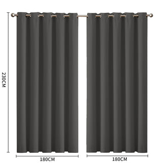 2x Blockout Curtains Panels 3 Layers Charcoal-1848848594669539330