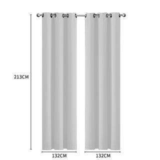 2x Blockout Curtains Panels 3 Layers Grey-1848848594388520962