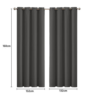 2x Blockout Curtains Panels 3 Layers Charcoal-1848848594245914626