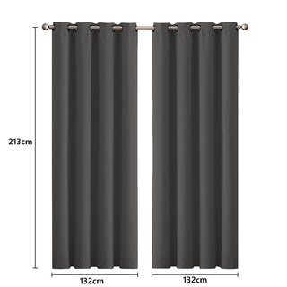 2x Blockout Curtains Panels 3 Layers Charcoal CD1003-132X213-GR-1831592972865638402