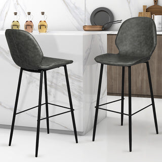 Levede 2x Bar Stool Barstools Counter Grey-1831592583940411398