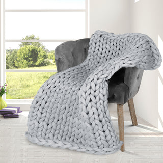 Dreamz Knitted Weighted Blanket Chunky Grey Kids-1831592783878688774