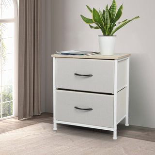 Levede Chest of 2 Drawers Bedside Table Beige-1831592896088903687