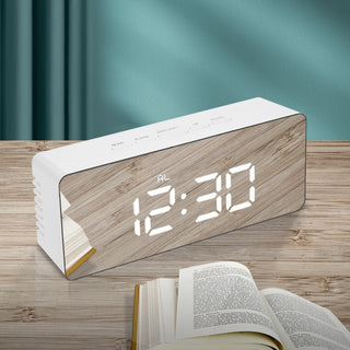 Alarm Clock Digital Led Mirror Desk Silver-1843791424361992198