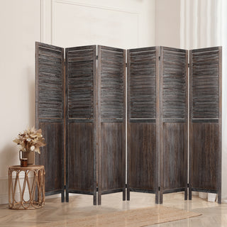 Levede 6 Panel Partition Room Divider Brown-1831592556010541062