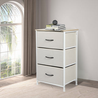 Levede Chest of 3 Drawers Bedside Table Beige-1831592841147715591