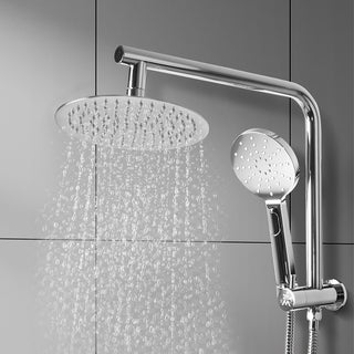 High Pressure Shower Head Set Rain Round Silver-1848848591469285382