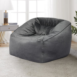 Marlow Bean Bag Chair Cover Soft Velvet Dark grey-1831592770192674822