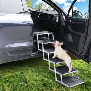 PaWz 6 Steps Dog Ramp Adjustable Height Black-1843791342795362310