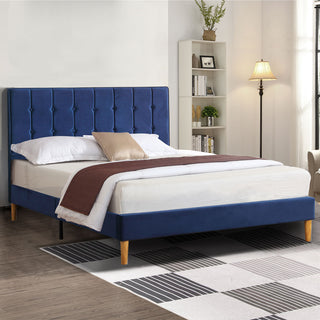 Levede Bed Frame Queen Size Mattress Blue-1843791437326585862