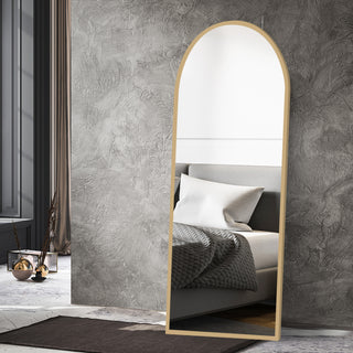 Yezi Floor Mirror Full Length Mirrors 1.8M Gold White-1848848562662805510