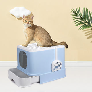 PaWz Cat Litter Box Fully Enclosed Kitty Blue-1831593109625114630