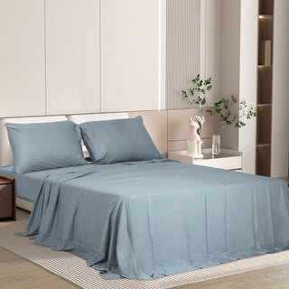 Dreamz 4pcs Double Size 100% Bamboo Bed Sheet Set in Grey Colour-1848848586184462342