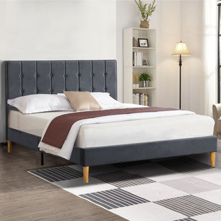 Levede Fabric Bed Frame Double Mattress Grey-1831592516772827142