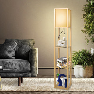 EMITTO Floor Lamp LED Storage Shelf Khaki-1848848551157829638