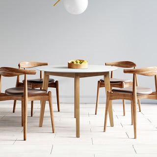 Levede Dining Table Round Rubberwood Base 100cm White 100 CM-1843791407110819846