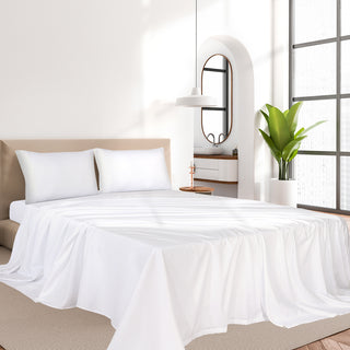 Dreamz 4pcs Queen Size 100% Bamboo Bed Sheet Set in White Colour-1831592770461110278