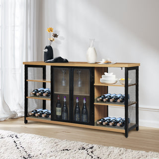 Levede Bar Cabinet Buffet Sideboard Oak-1831592521936015366