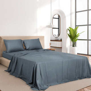 Dreamz 4pcs King Size 100% Bamboo Bed Sheet Set in Charcoal Colour-1848848586691973126