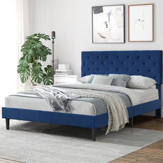 Levede Bed Frame Double Size Mattress Blue-1831592526939820038