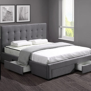 Levede Queen Bed Frame Fabric Tufted Dark Grey-1831592473697325062