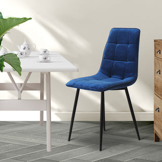 Levede 4x Dining Chairs Kitchen Velvet Blue-1848848557784829959