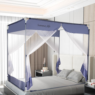 Dreamz Mosquito Bed Nets Foldable Canopy Square Blue-1831592818100015111